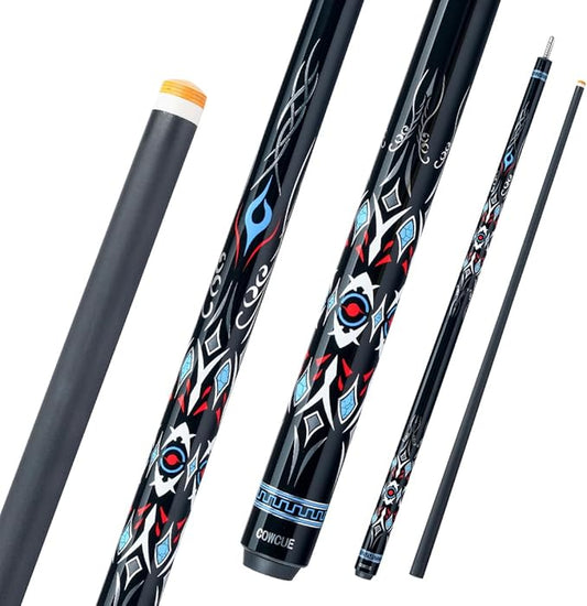 CRICAL Carbon Fiber Pool Cue COWCUE Series Low Deflection Billiards Cue Stick 58" Professional Pool Table Sticks for Adults -12.5mm Tip, Weight 19OZ (Adjustable), 3/8 * 8 Joint