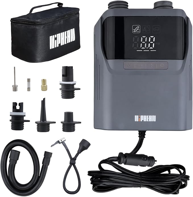 Niphean Paddle Board Pump with (Extra-Long) 118'' Charging Cable, 50 PSI Tire Inflator with Storage Bag, SUP Pump for Inflatables &Deflation, Air Inflator for Car Tires, SUP, Balloon, Mattress