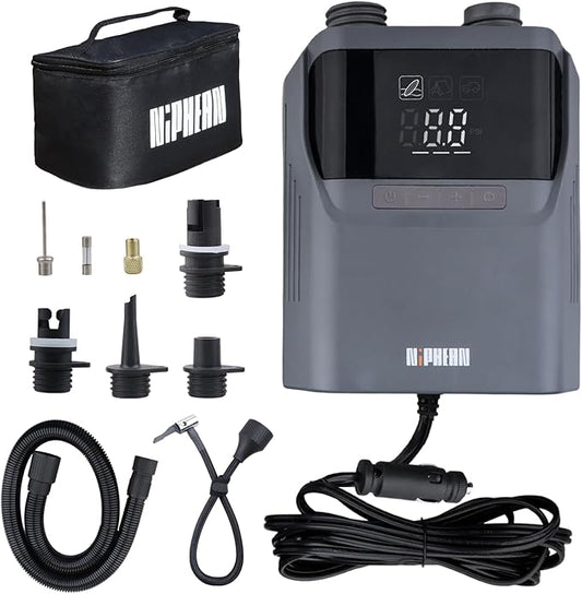 Niphean Paddle Board Pump with (Extra-Long) 118'' Charging Cable, 50 PSI Tire Inflator with Storage Bag, SUP Pump for Inflatables &Deflation, Air Inflator for Car Tires, SUP, Balloon, Mattress