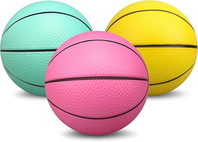 5" Mini Foam Basketballs for Mini & Over The Door Hoops, 3 Pack Replacement Balls for Kids Toddler Beach Indoor Outdoor Sport Game Gift Set (Pink)
