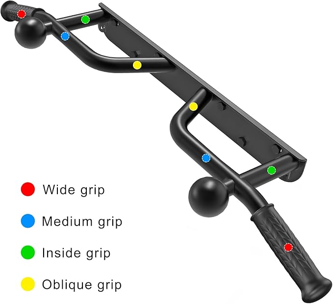 SELEWARE Heavy Duty Wall Mounted Doorway Pull Up Bar Fully Welded Multifunctional Chin Up Bar with Resistance Band Hooks & Ball Finger Training, 500LB Capacity Support Beam or Joist Mount