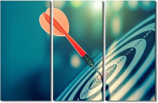 3 Pieces Wall Decor Leisure Sport Canvas Wall Art Dartboard Modern Artwork for Office Motivational Picture Print on Canvas Vintage Wall Decorations for Living Bedroom Framed Ready to Hang, 28"Wx42"H