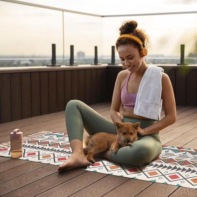 nuveti Cotton Yoga Mat - Absorbent, Grippy Tight Weave, Ashtanga & Hot Yoga Rug, Helps with Slippery Hands & Feet