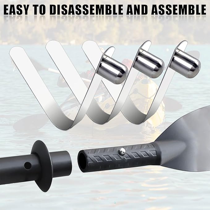 HZMM 8 Pcs Kayak Paddle Spring Snap Clips, Tent Pole Clips, Stainless Steel Push Button Clips, Tent Pole Push Button Spring Clips, Tube Locking Pin Clips for Kayak Paddle Camping Tent Pole