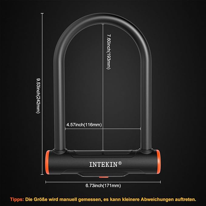 Heavy Duty U Lock - 16mm Bicycle Lock with 3 Keys for Road & Mountain Bikes