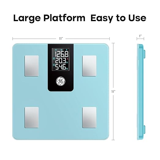 GE Smart Scale for Body Weight, BMI, Fat, Muscle Mass with All-in-one LCD Display, Digital Bathroom Scale Bluetooth Body Composition Analyzer with App, Accurate Weighing 400 lb Blue