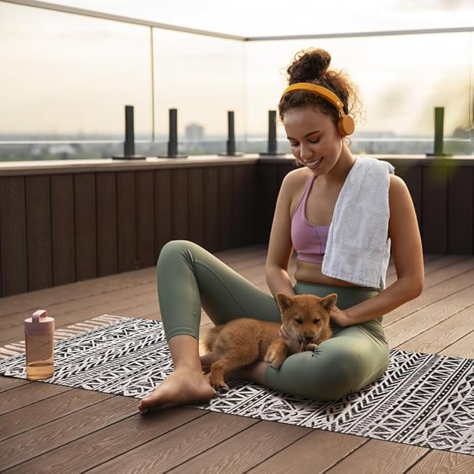 nuveti Cotton Yoga Mat - Absorbent, Grippy Tight Weave, Ashtanga & Hot Yoga Rug, Helps with Slippery Hands & Feet