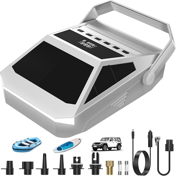 50PSI Paddle Board Pump Electric Portable, High Pressure Sup Pump - Dual Stage Inflation, Auto Shut Off and Deflate for Stand Up Paddle Board/Car/Kayak/Bicycle