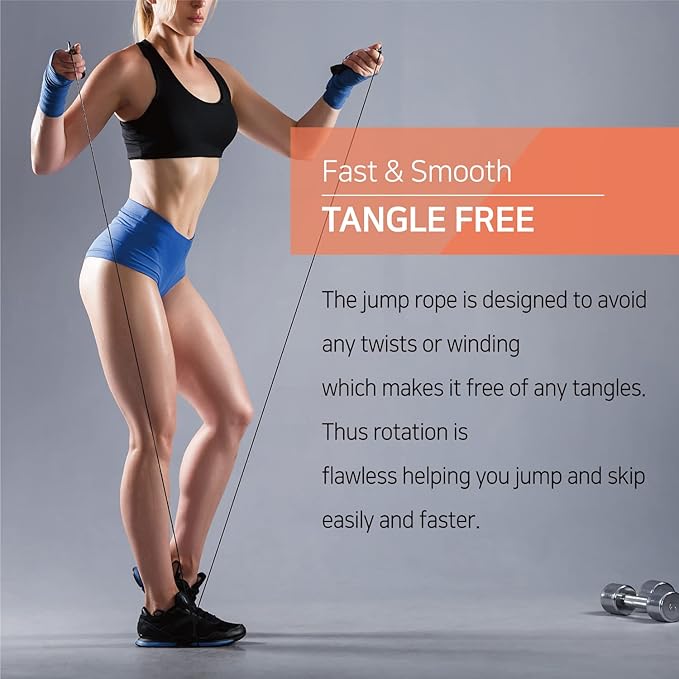 Skipping Jump Rope for Fitness Workout - Light Weight, Adjustable, Tangle Free, Excellent line control for Cardio Boxing, CrossFit, Training Exercise All Ages and Gender ( Special Luxury, KA-220, Made in Korea)