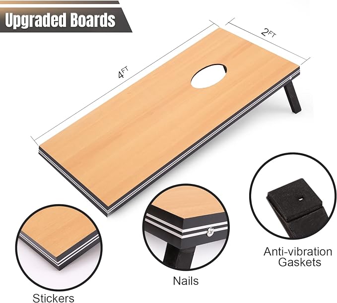 Cornhole Set 4x2 and 3X2 Regulation Size Corn Holes Sets with Carrying Bags & 8 Bean Bags Cornhole Boards Bean Toss Games for Adults Family Outdoor Beach Lawn Outside Backyard Games