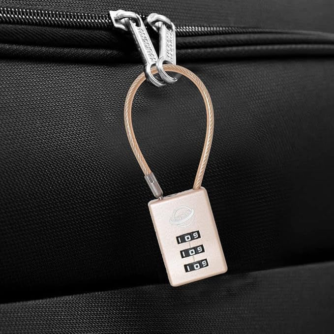 3 Digit Cable Combination Lock 5 inches Cable for School Gym Locker,Filing Cabinets,Helmet,Toolbox,Luggage Suitcase,knapsack,Gold 2Pack