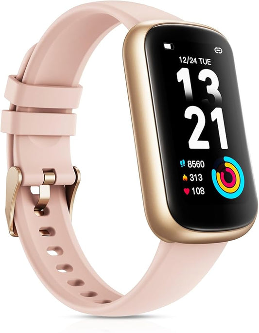 Fitness Tracker Smart Watch, 1.47" Full Touch Health Tracker with 24/7 Heart Rate & Blood Oxygen Monitor, Sleep Tracker, 3ATM Waterproof Step Tracker Activity Tracker for Women Men, Rose Pink