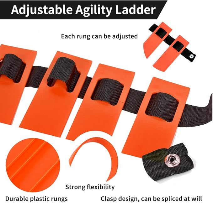 TNZMART Agility Ladder and Disc Cones Training Set Adjustable Rungs Training Ladder with 10 Plastic Sport Cones for Training