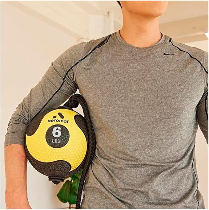 AEROMAT Elite Power Rope Medicine Ball for Core Strength/Rotational Movements Training - Weights Color-Coded