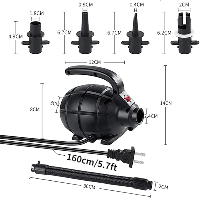 Walfront Air Pump JZ-505, 17000pa 600W High Pressure HighCapacity Multifunction Electric Pump for Inflatables Air Mattress Used for Large Inflatable Equipment (American Standard (AC110-120V))