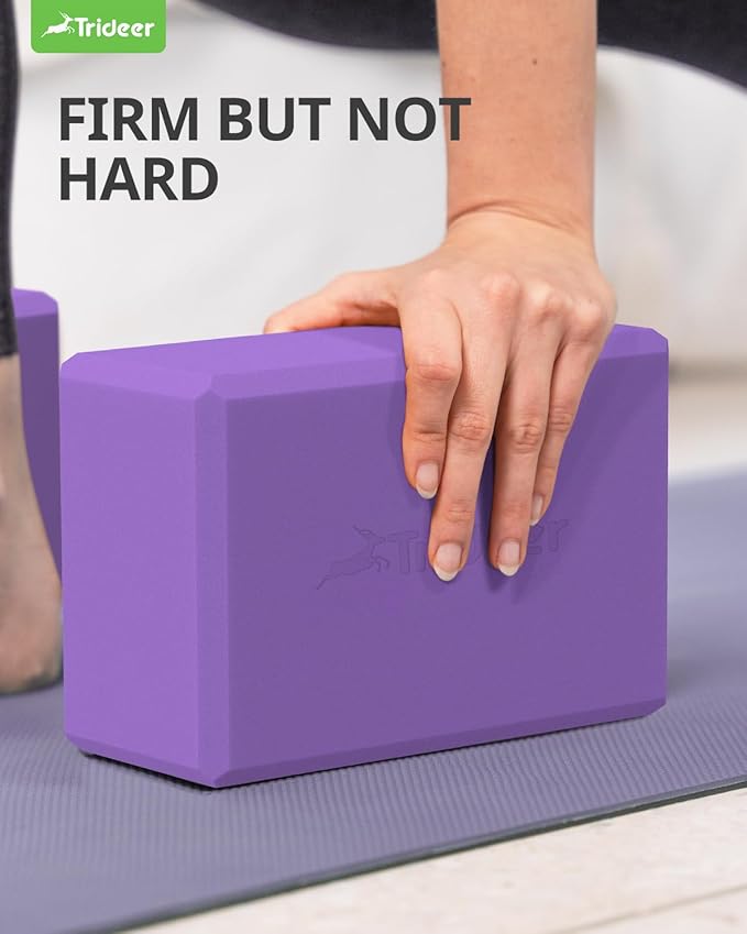Trideer 9"x6"x3" Yoga Blocks, High Density EVA Foam Blocks 2 Pack, Supportive, Lightweight & Odor Resistant, Yoga Essentials and Accessories for Yogi & Yogini