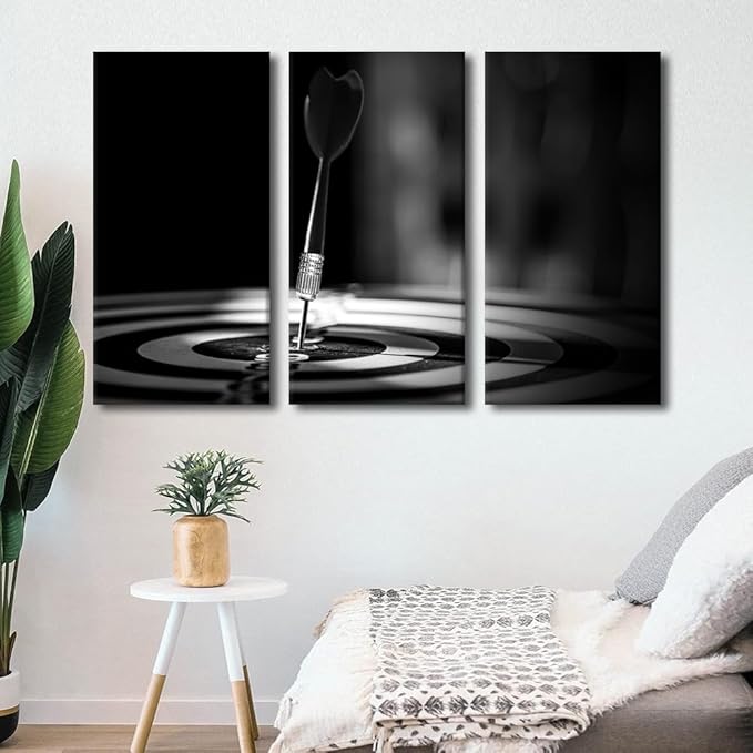 Canvas Wall Art for Living Room Office Dart Hits the Bullseye Modern Painting Inspirational Picture for Bedroom Home Wall Decorations for Bar Club Coffee Pub Frame Wall Decor Ready to Hang, 40"Wx60"H