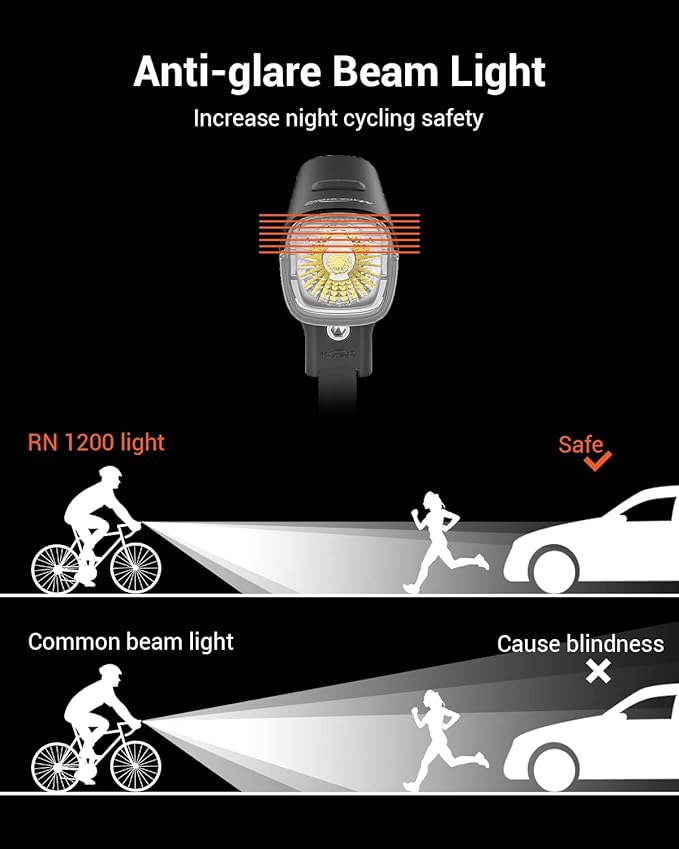 Magicshine Bike Light RN 1200, CREE LED, IPX7, 4000mAh Battery Type-C Reverse Charging, Powerful Bike Headlight Compatible with: Mountain, Kids, Street