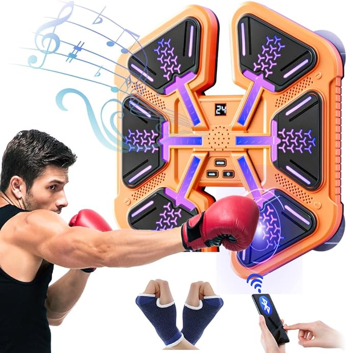 Music Boxing Machine With Gloves, Wall Mounted Intelligent Trainer for Kids, Game Equipment Workout Punching Machine for Teenagers Boys Girls Gifts