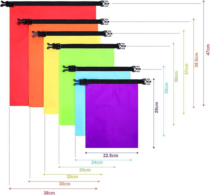 Shappy Waterproof Dry Bag Set 6 Sizes Lightweight Sacks and Long Adjustable Shoulder Strap Outdoor Water Proof Keep Gear Dry Bag Stuff Sacks for Backpacking, Boating, Hiking, Camping