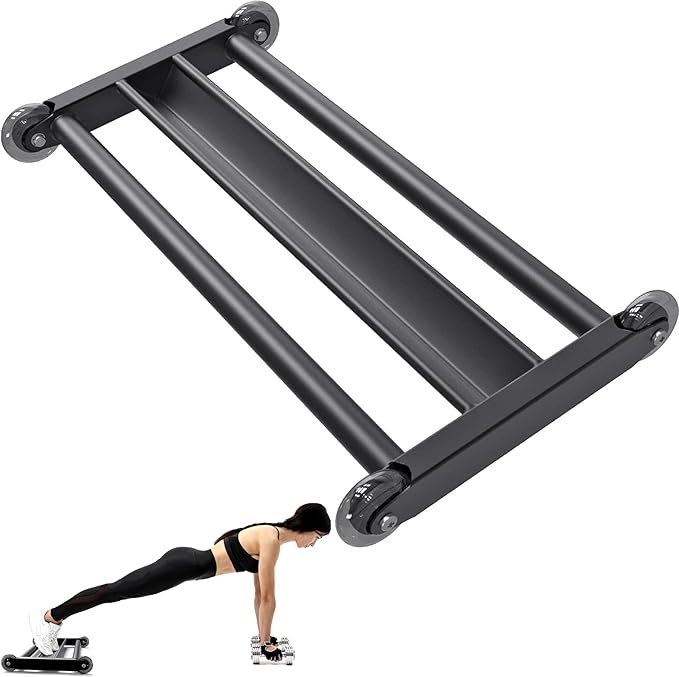 Glute Ham Glider, Multi-Functional Hamstring Roller with Smooth Wheels, V-Bar for Hamstring Curls, Ab Glider Workout & Core Strength Training
