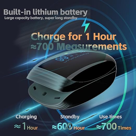 Rechargeable Pulse Oximeter Fingertip Oxygen Monitor Fingertip with SpO2 Pulse Rate and PI RR OLED Precision Fast Oximeter SpO2 Reading Outdoor Sports Home (Black)