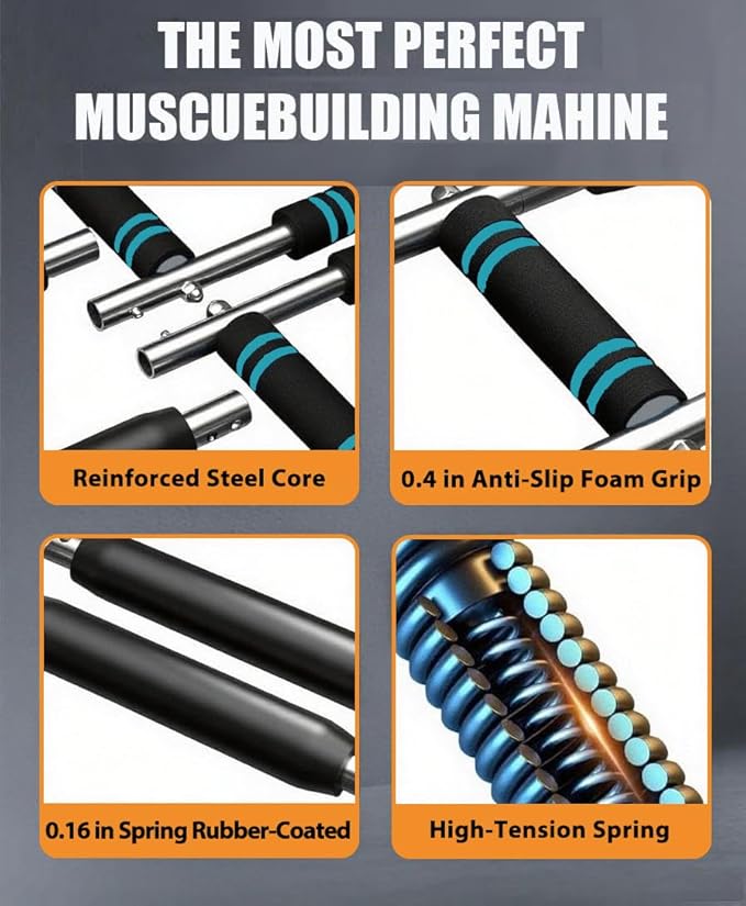 Twister Arm Trainer, 40-100lb Adjustable Chest Workout Equipment, Portable Chest Trainer for Men, Detachable Resistance Power Twister Bar for Home/Travel