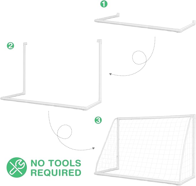 GYMAX Soccer Goal, Soccer Goals for Backyard with All Weather Net, Ground Stake & Zip Ties, Easy Assembly Folding Soccer Frame and Net for Kids School Club Training Practice