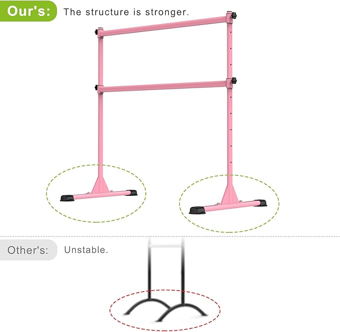 Dolibest Freestanding Ballet Bar, Height Adjustable Ballet Bar, Heavy Duty Dance Bar, with Non-Slip Rubber Pads, Enhanced Stability, Dance/Yoga/Fitness Stretching Bar, Ideal for Kids and Adults