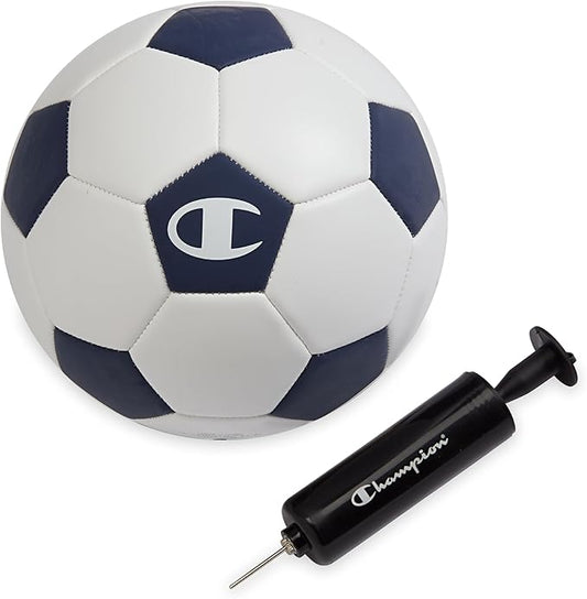 Champion Youth & Adult Soccer Ball - Paneled Design, Enhanced Control, Durable Cover & Butyl Bladder, for Indoor & Outdoor Training, Sizes 3, 4, 5, Includes 6" Pump