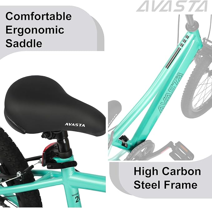 AVASTA Govet 20'' Kids Mountain Bike for 6-12 Years Old Boys Girls with Suspension Fork, 6 Speeds Drivetrain, Multiple Colors