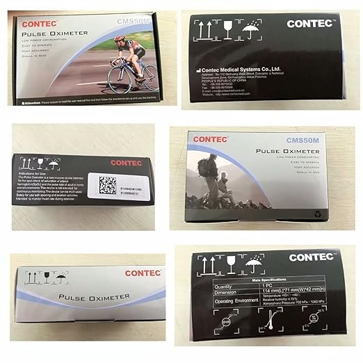 CONTEC CMS50M Pulse Oximeter Fingertip Blood Oxygen Saturation Monitor SpO2 and PR Bar Graph Blood Oxygen, Neck/Wrist Cord LED Display, Black