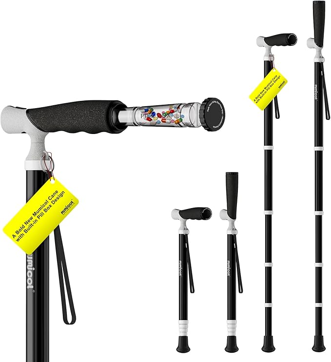 Canes for Women for Stability, Walking Cane for Men, Folding Canes for Women Adjustable for Travel, Dual Modes Handle (Sticks or Canes) with Daily Pill Box