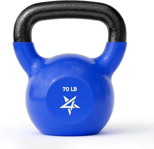 Yes4All Kettlebell, 5-100 LB Vinyl Coated Cast Iron Strength Training Kettlebells for Home Gym Exercises, Fitness, Full Body Workout Equipment, Push Ups, and Grip Strength