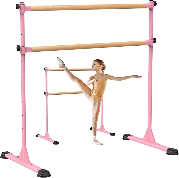 Dolibest Freestanding Ballet Bar, Height Adjustable Ballet Bar, Heavy Duty Dance Bar, with Non-Slip Rubber Pads, Enhanced Stability, Dance/Yoga/Fitness Stretching Bar, Ideal for Kids and Adults