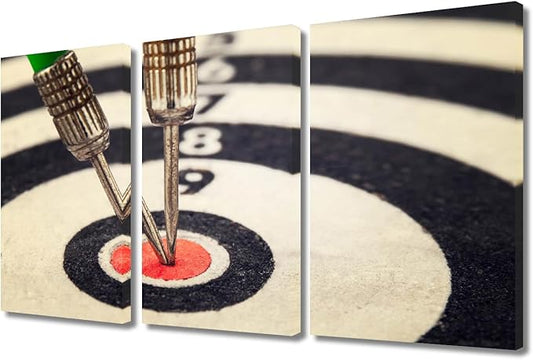 TUMOVO Black and White Wall Art Sports Theme Paintings Dart Board 3 Panels Canvas Paintings Print on Canvas Modern Wall Decor for Living Room Bedroom Bar Club Artwork Framed Ready to Hang(24" Wx36 H)