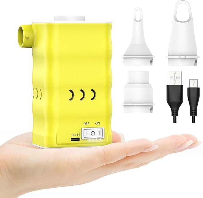 Dr.meter Air Mattress Pump: Rechargeable 6000mAh Portable Battery Air Pump, Quick-Fill Electric Air Inflator Deflator for Outdoor Camping Inflatable Bed Pool Boat Float Raft Swimming Rings Vacuum Bag