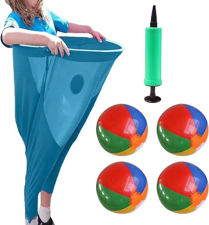 Granny Pants Yard Game, Giant Outdoor Party Game with 4 Bouncy Balls and Pump,Team Relay Family Reunion Party Field Game Set