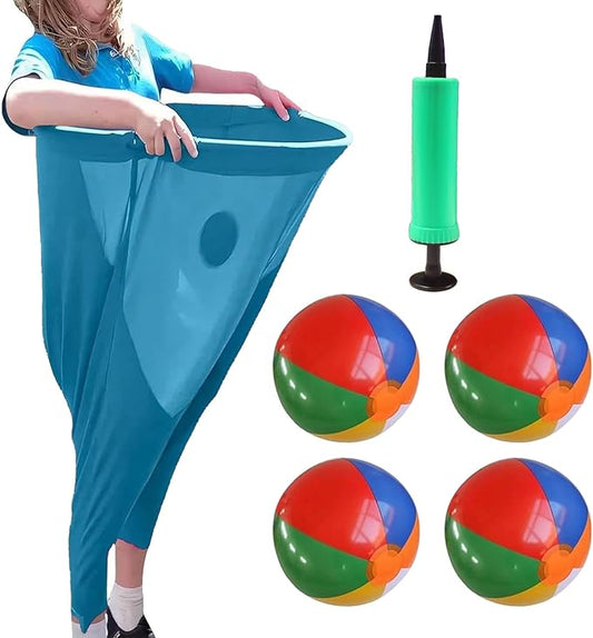 Granny Pants Yard Game, Giant Outdoor Party Game with 4 Bouncy Balls and Pump,Team Relay Family Reunion Party Field Game Set