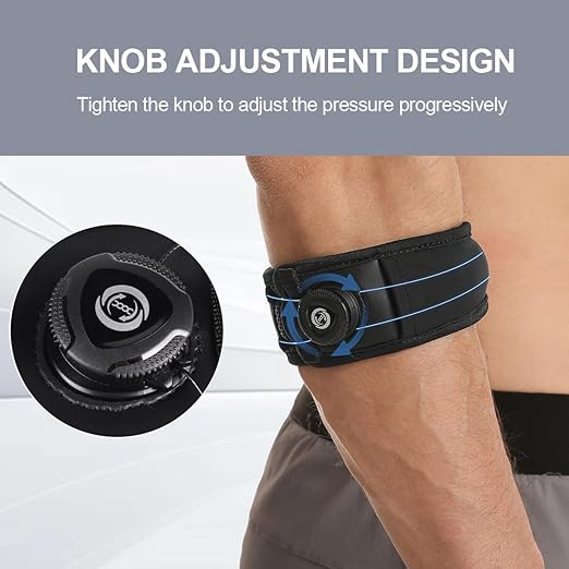 Tennis Elbow Brace for Men & Women, Elbow Support Strap for Golfers, Basketball, Baseball, Badminton, Weightlifting - Tendonitis, Arthritis, Pain Relief, with Knob style Automatic Buckle