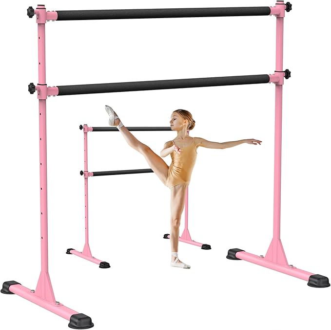 Dolibest Freestanding Ballet Bar, Height Adjustable Ballet Bar, Heavy Duty Dance Bar, with Non-Slip Rubber Pads, Enhanced Stability, Dance/Yoga/Fitness Stretching Bar, Ideal for Kids and Adults