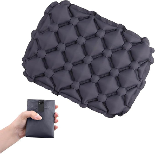 TRIWONDER Ultralight Inflatable Seat Cushion Seat Pad, Easy to Inflate & Deflate Compact Air Pad with Storage Bag for Camping Hiking Fishing Office Airplane Stadium Car (Dark Grey)