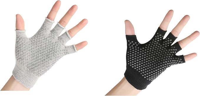 YL TRD V 2 Packs of Non Slip Fingerless Yoga Gloves Exercise Gloves Workout Gloves