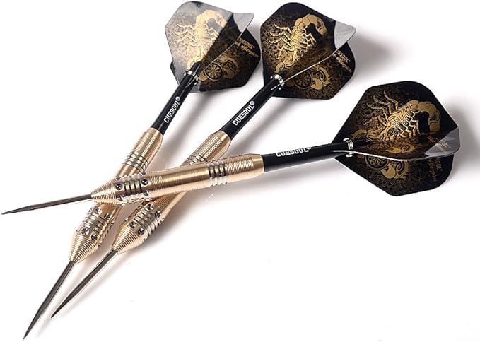 CUESOUL Steel Tip Darts Set 20/22/24 Grams with Deluxe PU Darts case-Black Scorpion Series