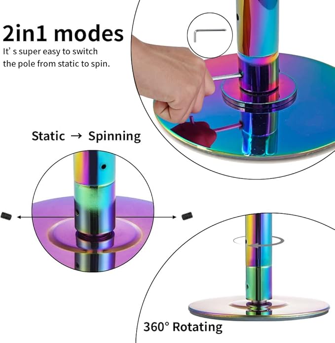 Dance Pole Set -Premium Height Adjustable 7.38-8.85ft Portable 45mm Diameter 360°Spinning Dancing Pole for Home,200KGS Capacity,Drill-Free Installation with Floor-to-Ceiling Stability
