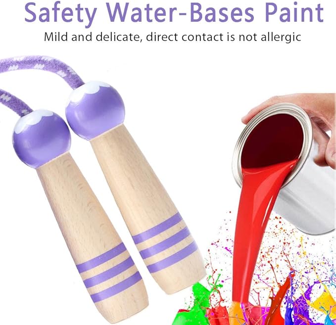 Jump Rope Kids, 7ft Adjustable Cotton Skipping Rope with Wooden Handle for Boys and Girls Fitness Outdoor Exercise