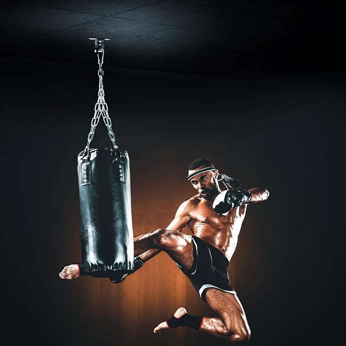 Yes4All Punching Bag Hanger, Stainless Steel Swivel Chain with 4 Snap Hooks for Heavy Bag, Gym Swing, Trapeze, and Hammock
