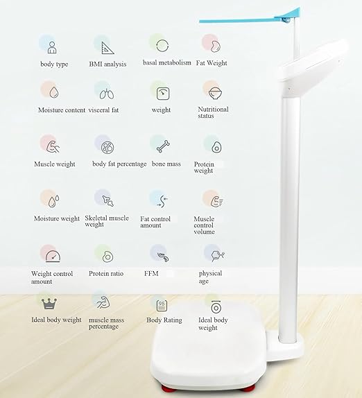 Armrest Electronic Medical Height and Weight Scale,20" L x 12" W x34 H, Up to 420lb Weight Capacity, 75” Height Measurement, LCD Display, USB Charging, Temperature Display (Pearl White)