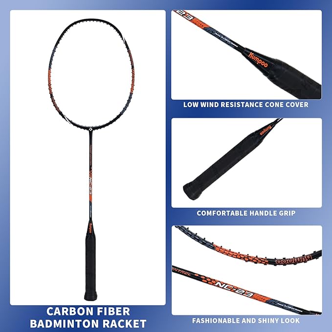 Badminton Racket Carbon Fiber, Badminton Racquet Set with Cover, Badminton Professional Racket Durable for Beginners Outdoor Games Gym
