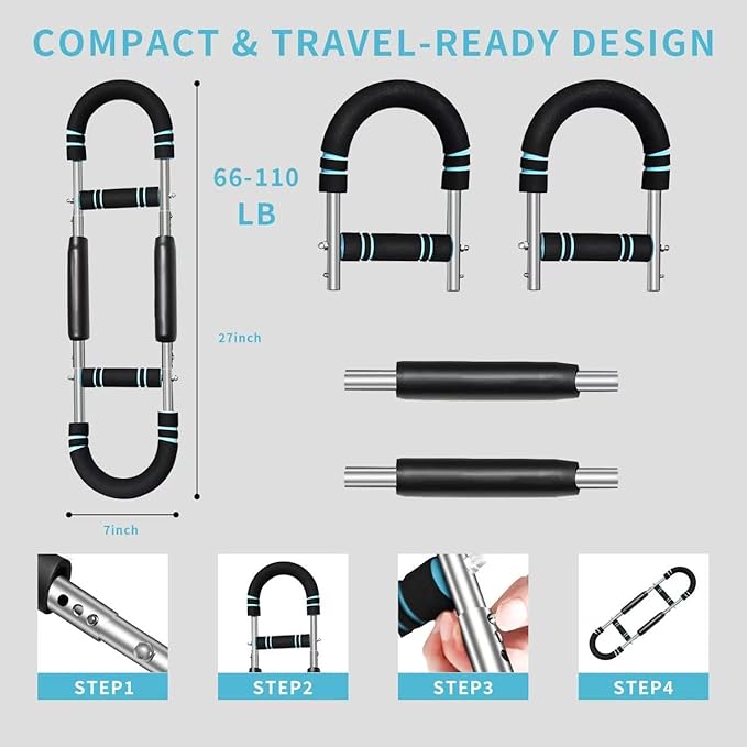 Chest Exerciser for Men & Women,Adjustable Twister Arm Trainer- Portable Power Twister Bar with 3 Resistance Levels ，Detachable Design Fitness Anywhere for Arm & Chest Workout.